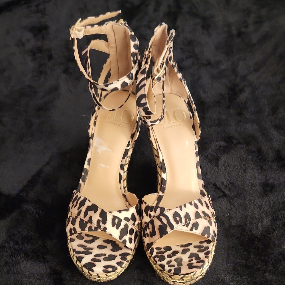 Leopard Print Platform Sandals